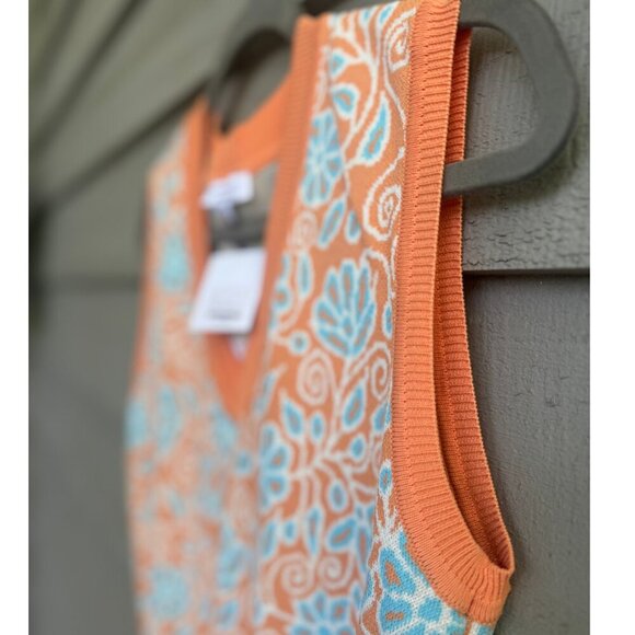 Current Air Floral Knit Sweater Vest – XS – Orange/Blue – NWT $52 - Picture 2 of 5